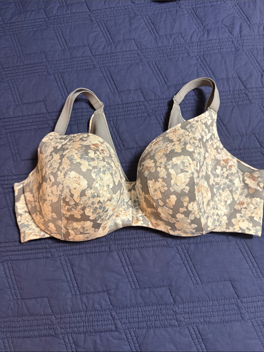 Lane Bryant Floral Lace Full-Coverage Bra in Beige and Gray 38DD